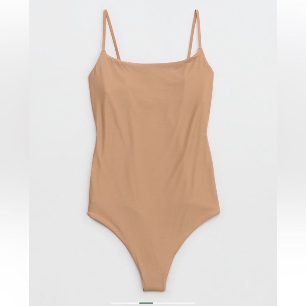 NWT AERIE Smoothez Tank Top Bodysuit - Beach Dune - Medium - Picture 3 of 13
